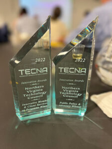 Photo of the 2022 TECNA award showcasing Northern Virginia Technology Council's name on it.