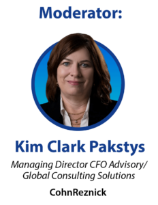 The Moderator for the event is Kim Clark Pakstys.