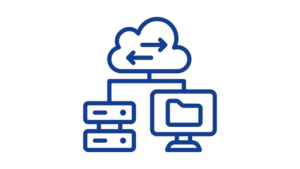 Graphic illustrating data centers and data in the cloud