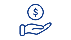 Graphic of hand with dollar sign representing the concept of discounts