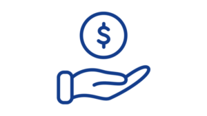 Graphic of hand with dollar sign representing the concept of discounts