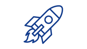 Graphic of rocketship taking off to symbolize startup